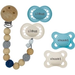 Schnullireich Schnuller Mit Namen / Namensschnuller MAM Pure + Schnullerkette (Junge) Blau