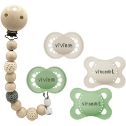 Schnullireich Schnuller Mit Namen / Namensschnuller MAM Pure + Schnullerkette (Unisex) Grün