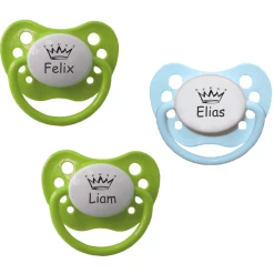 Schnullireich Schnuller Mit Namen / Namensschnuller NIP Krone – 2er Set Blau