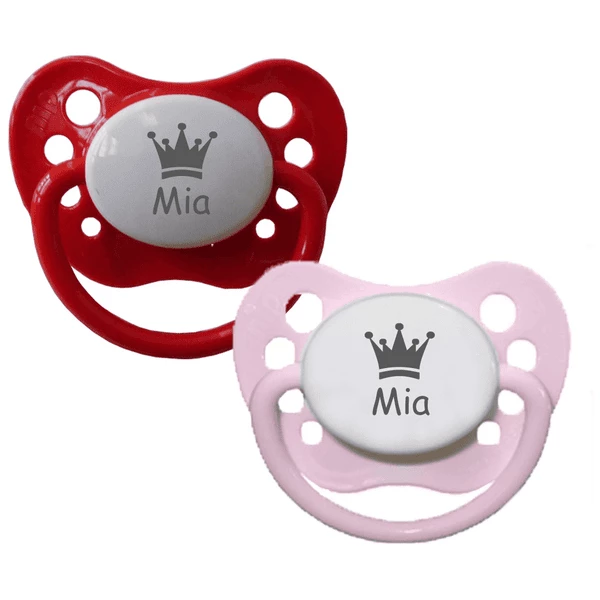 Schnullireich Schnuller Mit Namen / Namensschnuller NIP Krone – 2er Set Rosa 4 Schnullireich Schnuller Mit Namen / Namensschnuller NIP Krone – 2er Set Rosa – Bild 2