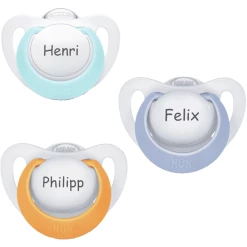 Schnullireich Schnuller Mit Namen / Namensschnuller NUK Genius – 2er Set (Junge) Weiß