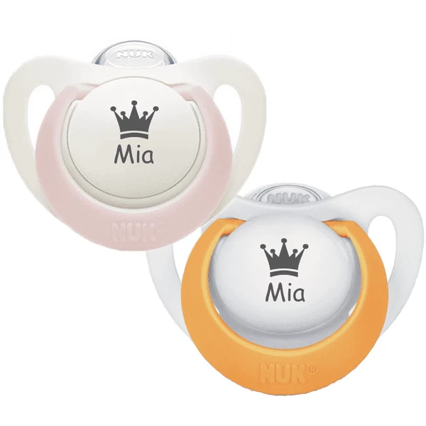 Schnullireich Schnuller Mit Namen / Namensschnuller NUK Genius Krone – 2er Set (Mädchen) Weiß 4 Schnullireich Schnuller Mit Namen / Namensschnuller NUK Genius Krone – 2er Set (Mädchen) Weiß – Bild 2