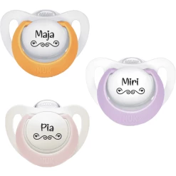 Schnullireich Schnuller Mit Namen / Namensschnuller NUK Genius Love – 2er Set (Mädchen) Weiß