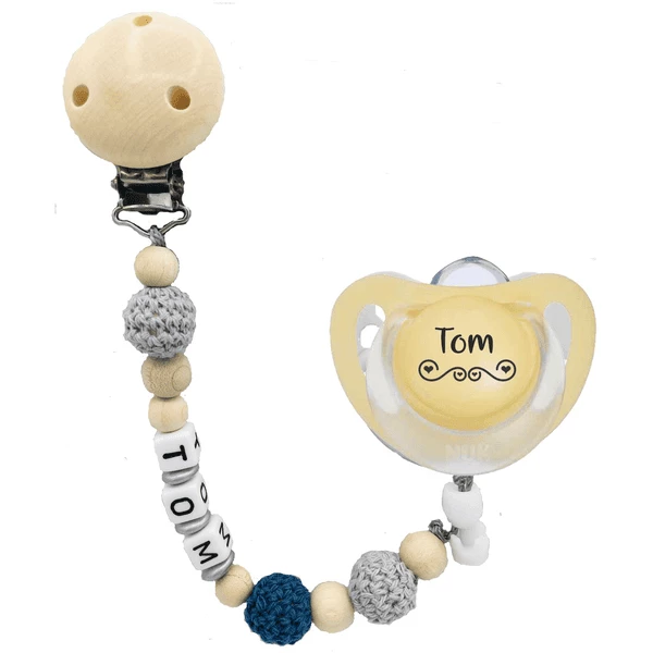 Schnullireich Schnullerkette Mit Namen Häkelperle+NUK Schnuller 0-6 Mon. Blau 3 Schnullireich Schnullerkette Mit Namen Häkelperle+NUK Schnuller 0-6 Mon. Blau