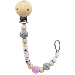 Schnullireich Schnullerkette Mit Namen Häkelperle+NUK Schnuller 6-18 Mon. Rosa