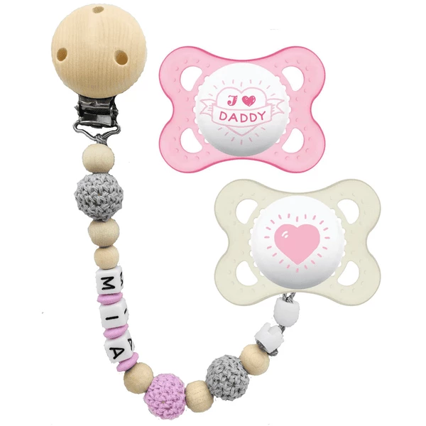 Schnullireich Schnullerkette Mit Namen + MAM Schnuller Daddy 2-6 Mon. Rosa 3 Schnullireich Schnullerkette Mit Namen + MAM Schnuller Daddy 2-6 Mon. Rosa
