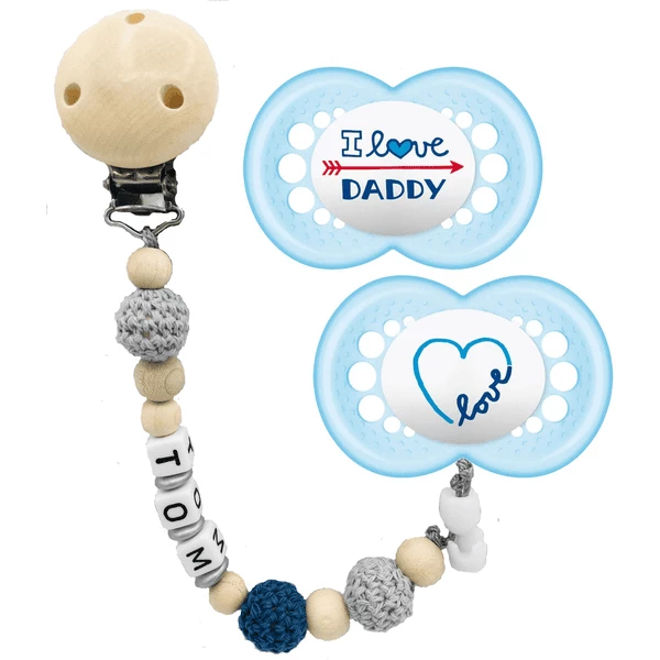 Schnullireich Schnullerkette Mit Namen + MAM Schnuller Daddy 6-18 Mon. Blau 3 Schnullireich Schnullerkette Mit Namen + MAM Schnuller Daddy 6-18 Mon. Blau